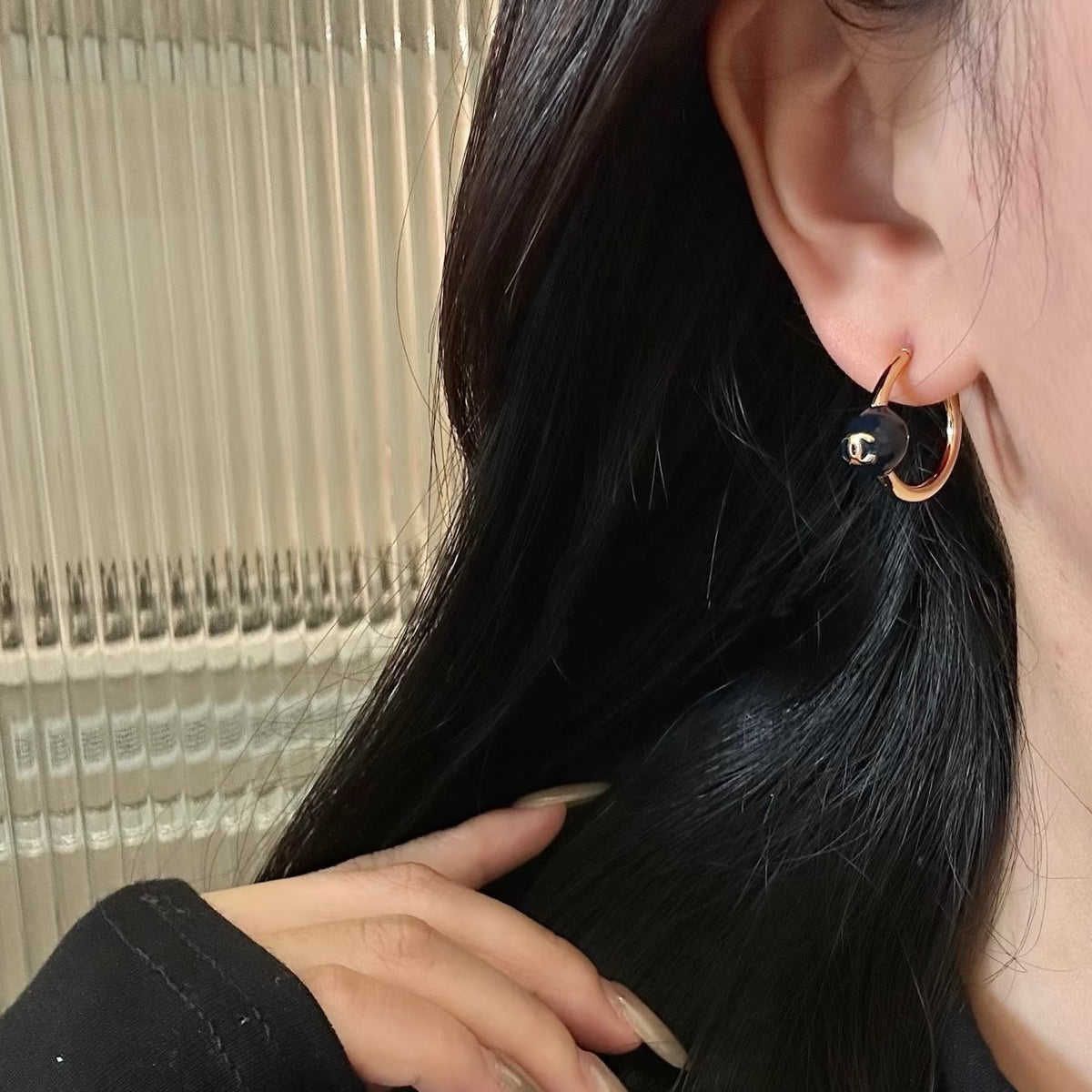 Signature Emblem Stud Earrings in Polished Metal-Tone – Design 111 front product view