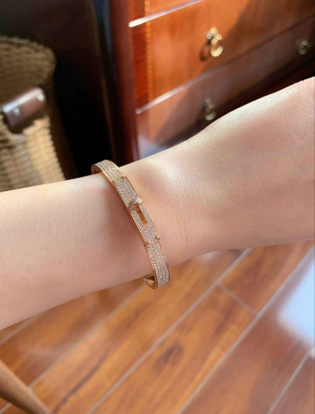 Geometric Emblem Bangle in Gold-Tone – Gold Detail – Design 002 main product view
