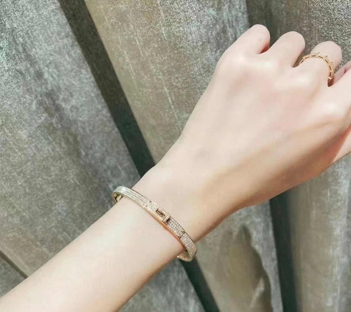 Geometric Emblem Bangle in Rose-Gold-Tone – Rose Gold Detail – Design 003 main product view