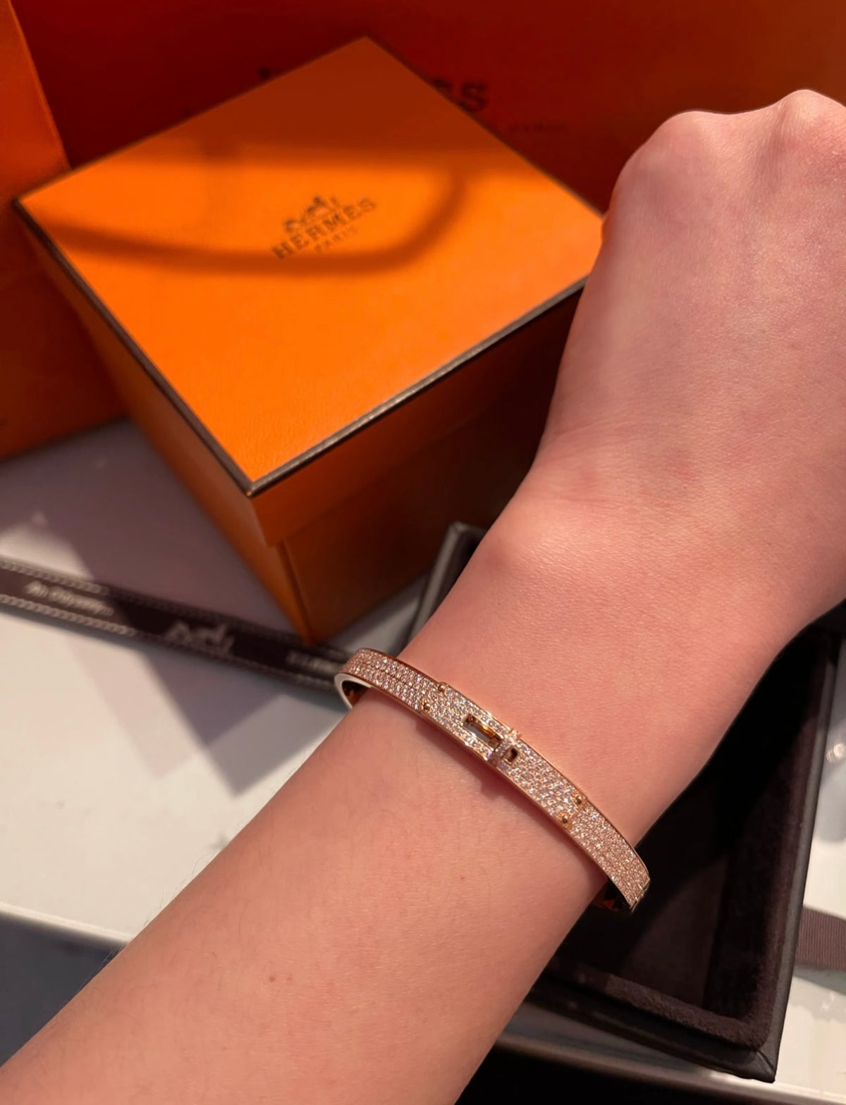 Geometric Emblem Bangle in Rose-Gold-Tone – Rose Gold Detail – Design 004 main product view