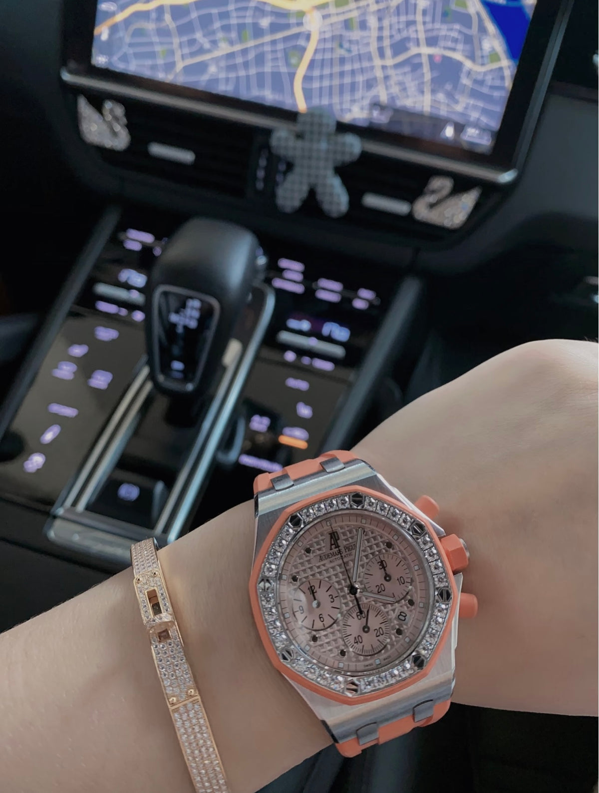 Geometric Emblem Bangle in Rose-Gold-Tone – Rose Gold Detail – Design 004 front product view