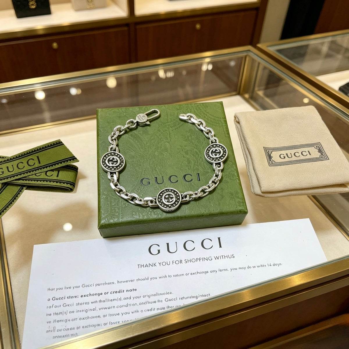Geometric Emblem Bracelet in Polished Metal-Tone – Design 120 front product view