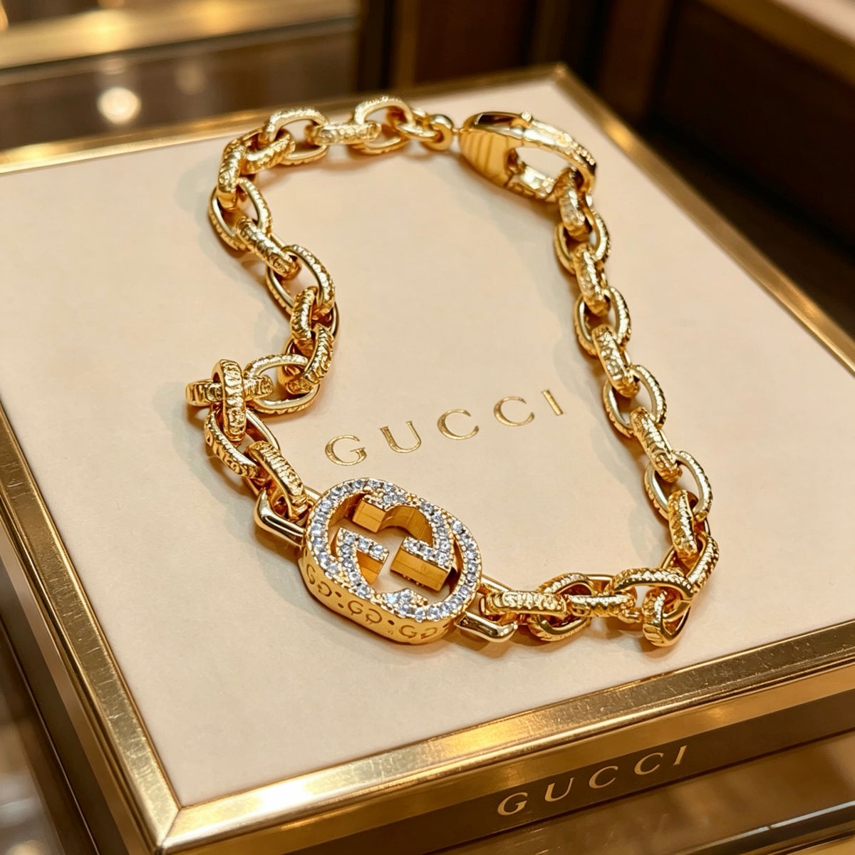 Geometric Emblem Bracelet in Gold-Tone – Design 010 main product view