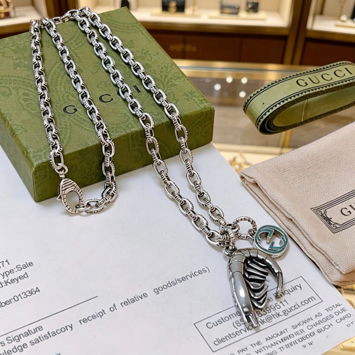 Double-G Emblem Pendant Necklace in Polished Metal-Tone – Vintage Detail – Design 074 main product view