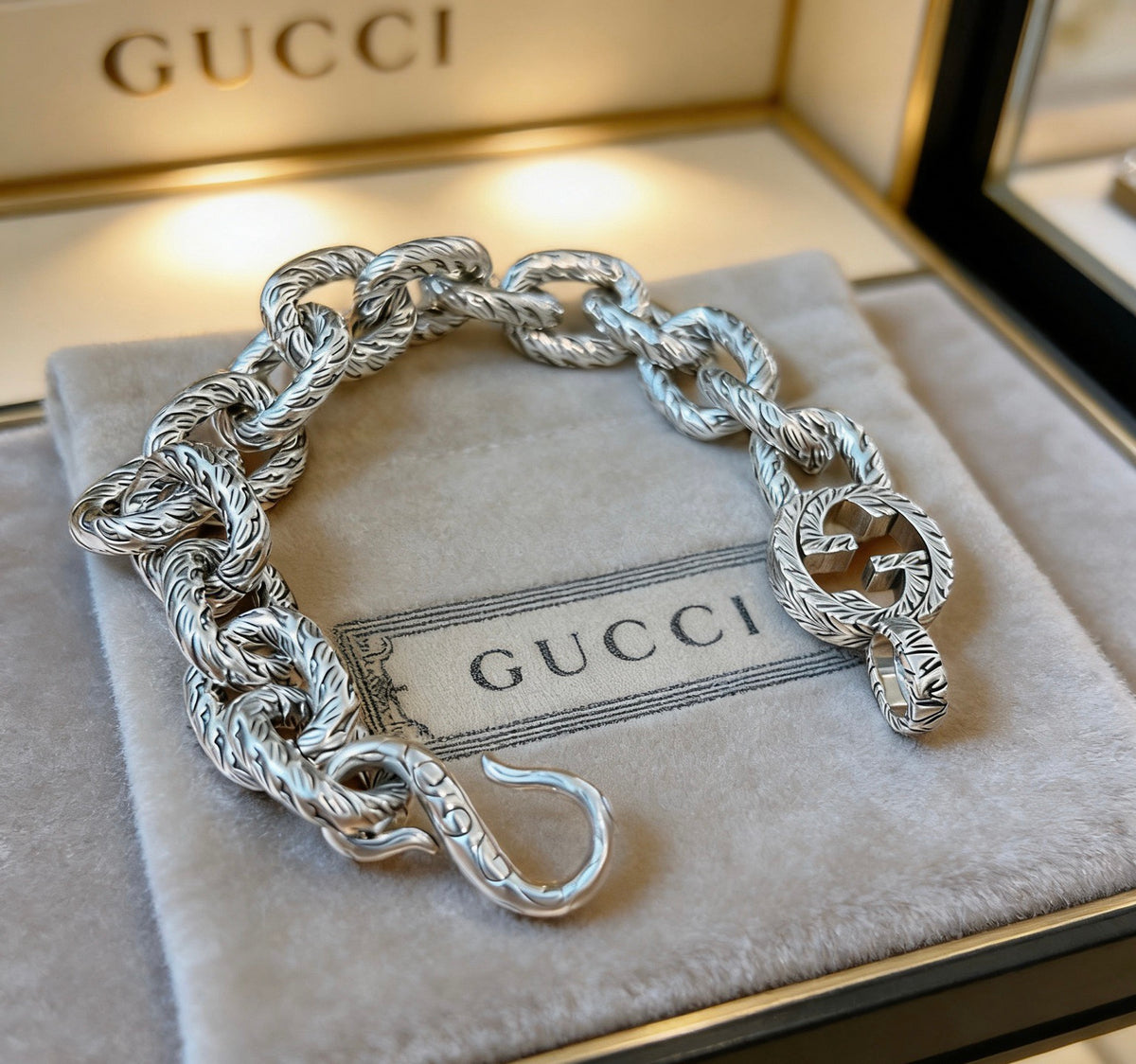 Geometric Emblem Bracelet in Polished Metal-Tone – Design 118 main product view