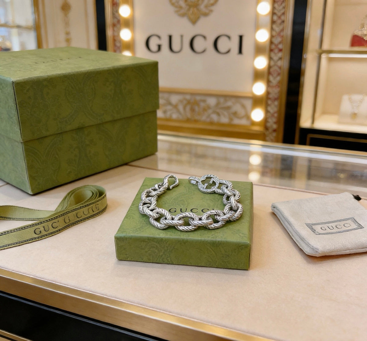 Geometric Emblem Bracelet in Polished Metal-Tone – Design 112 styled product view