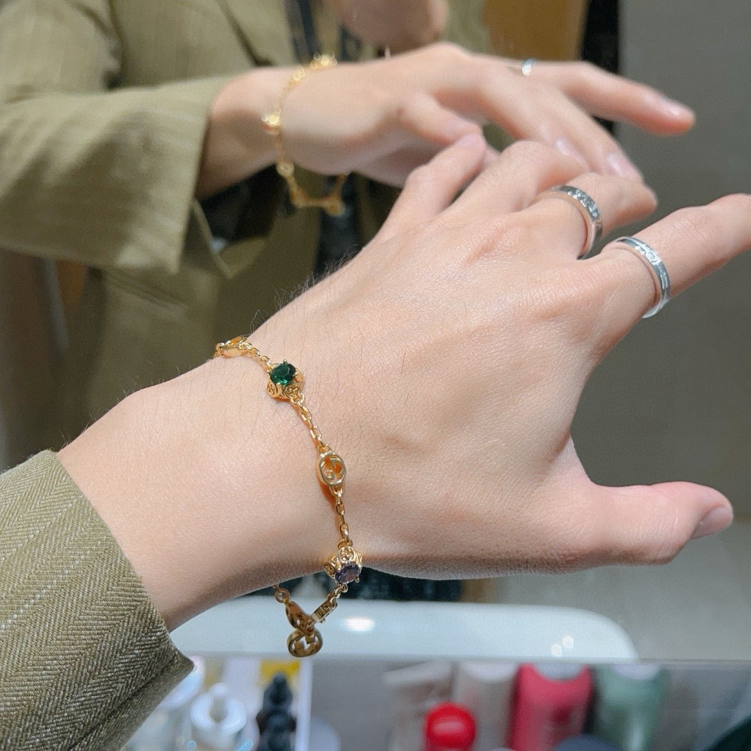 Geometric Emblem Bracelet in Polished Metal-Tone – Design 111 side detail