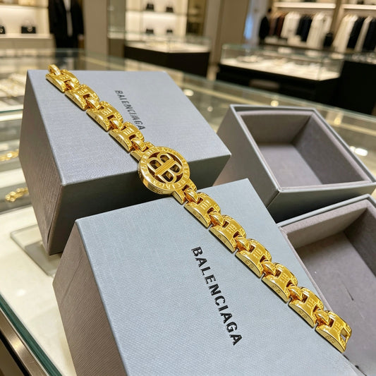 Geometric Emblem Bracelet in Polished Metal-Tone – Design 065 main product view