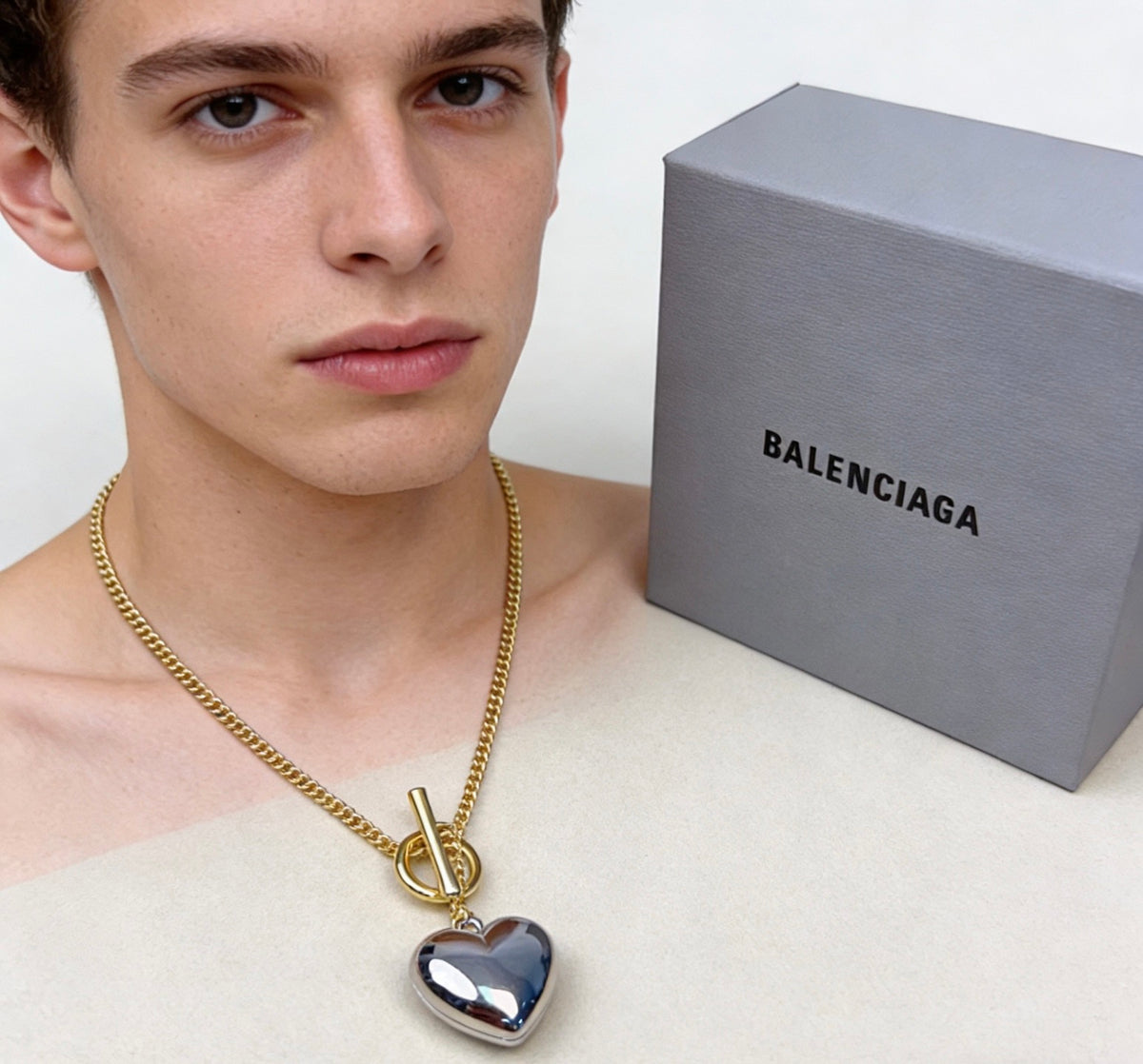 Geometric Emblem Pendant Necklace in Polished Metal-Tone – Vintage Detail – Design 080 detail view