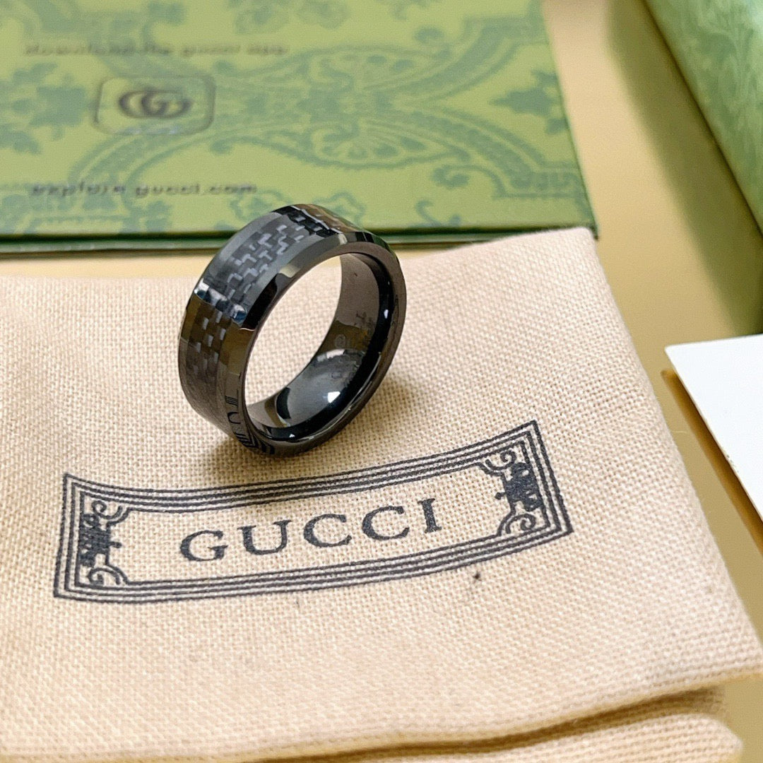 Double-G Emblem Statement Ring in Polished Metal-Tone – Design 011 close-up detail