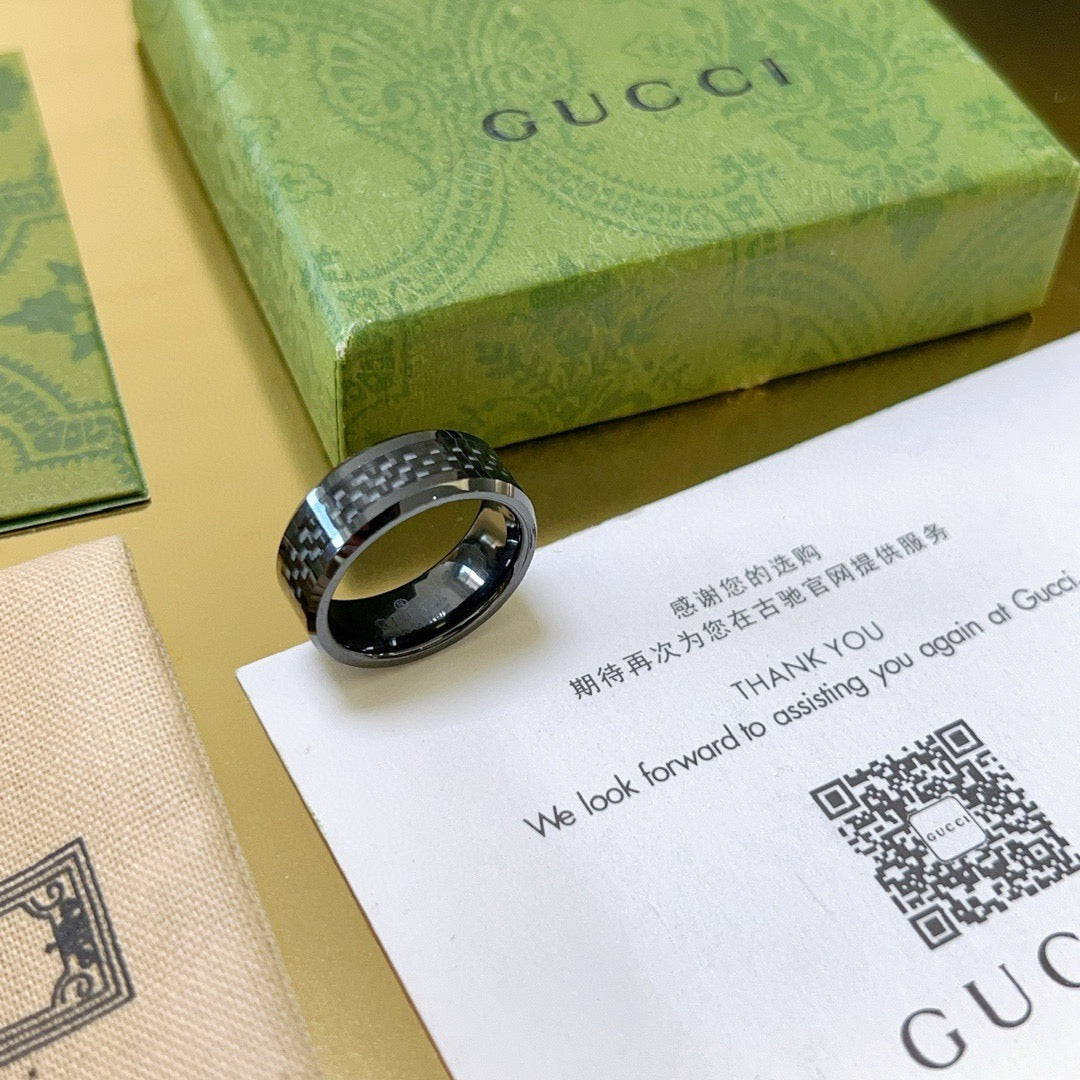 Double-G Emblem Statement Ring in Polished Metal-Tone – Design 011 front product view