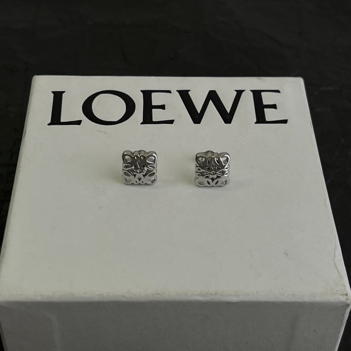 Floral Motif Stud Earrings in Polished Metal-Tone – Design 04 front view