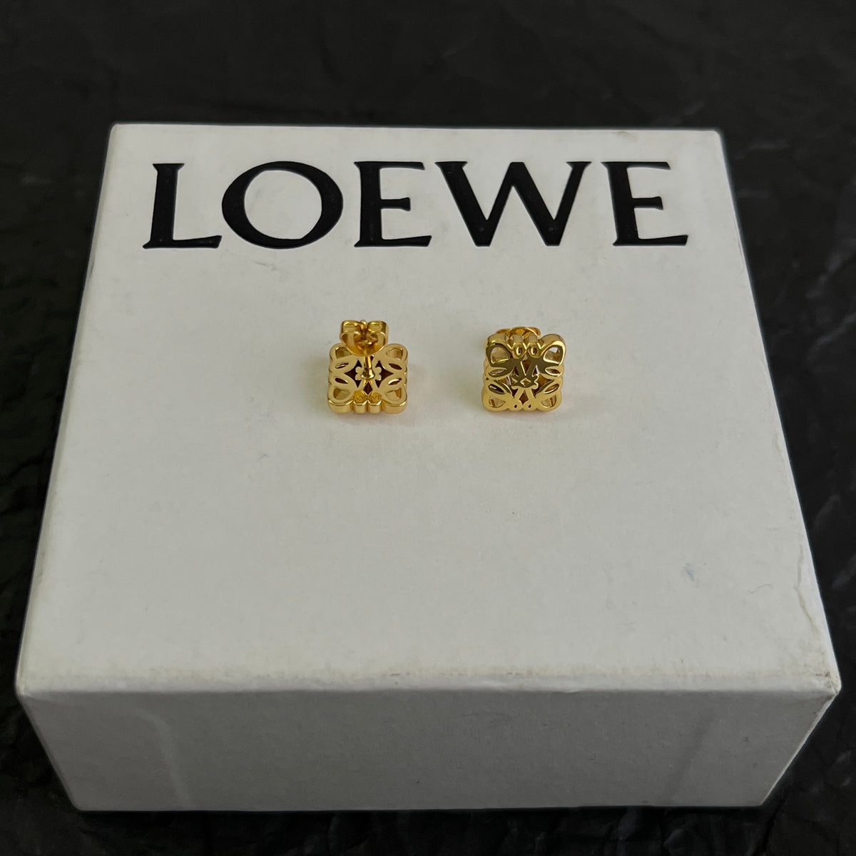 Floral Motif Stud Earrings in Polished Metal-Tone – Design 05 styled view
