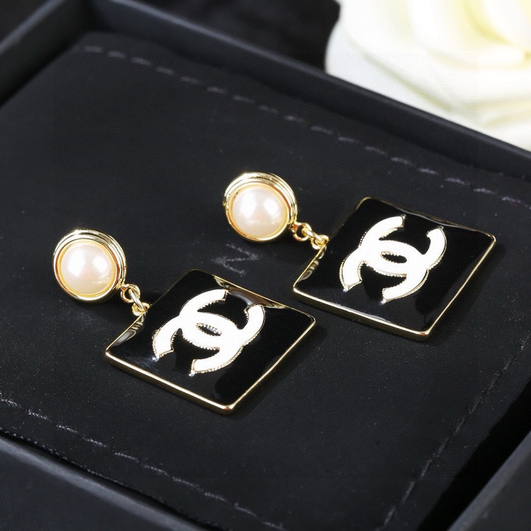 Signature Emblem Statement Earrings in Polished Metal-Tone – Design 001 styled product view