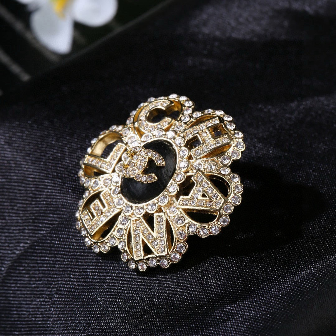 Floral Brooch in Polished Metal-Tone – Design 001 main product view