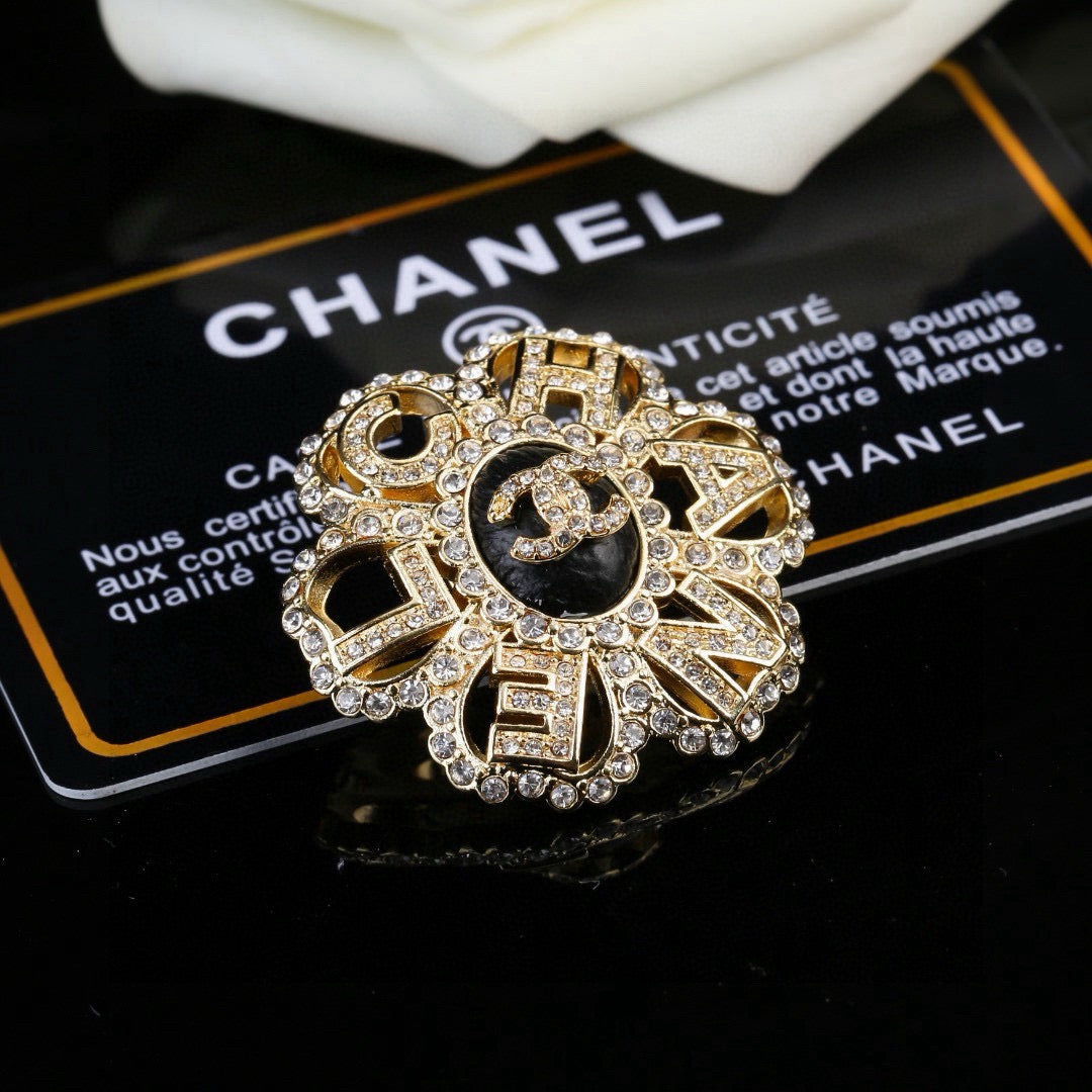 Floral Brooch in Polished Metal-Tone – Design 001 main product view