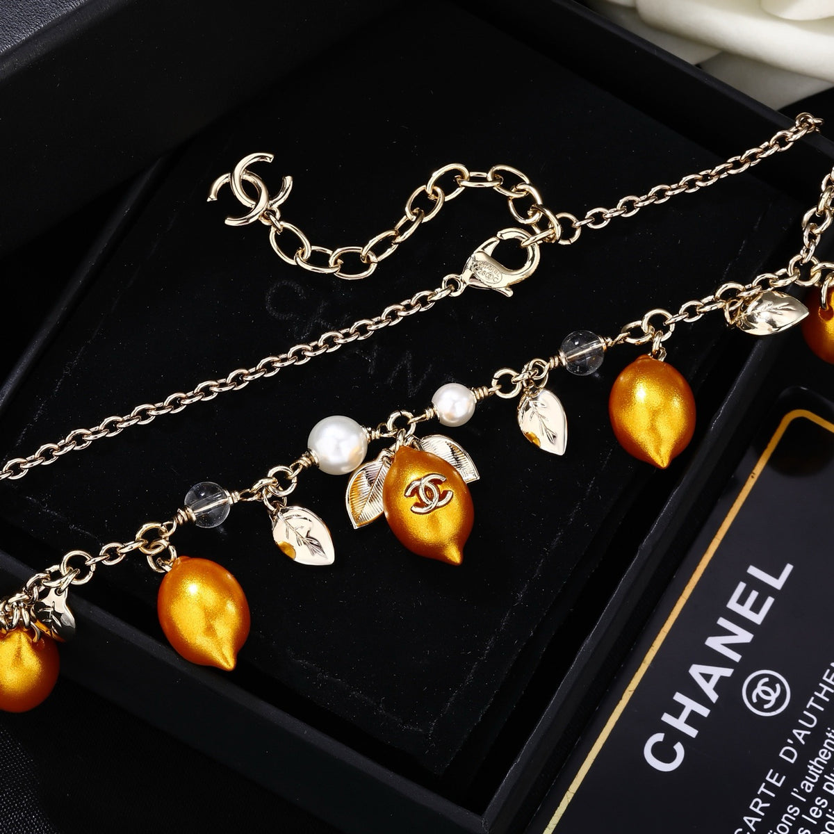 Double-C Emblem Pendant Necklace in Gold-Tone – Design 026 front product view