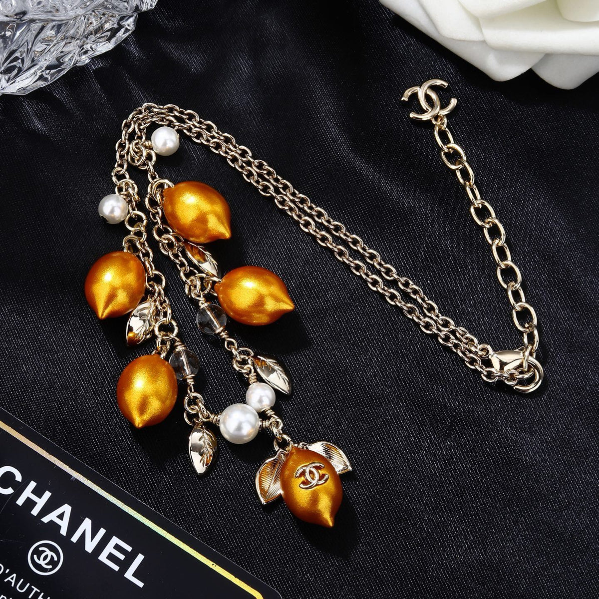 Double-C Emblem Pendant Necklace in Gold-Tone – Design 026 main product view