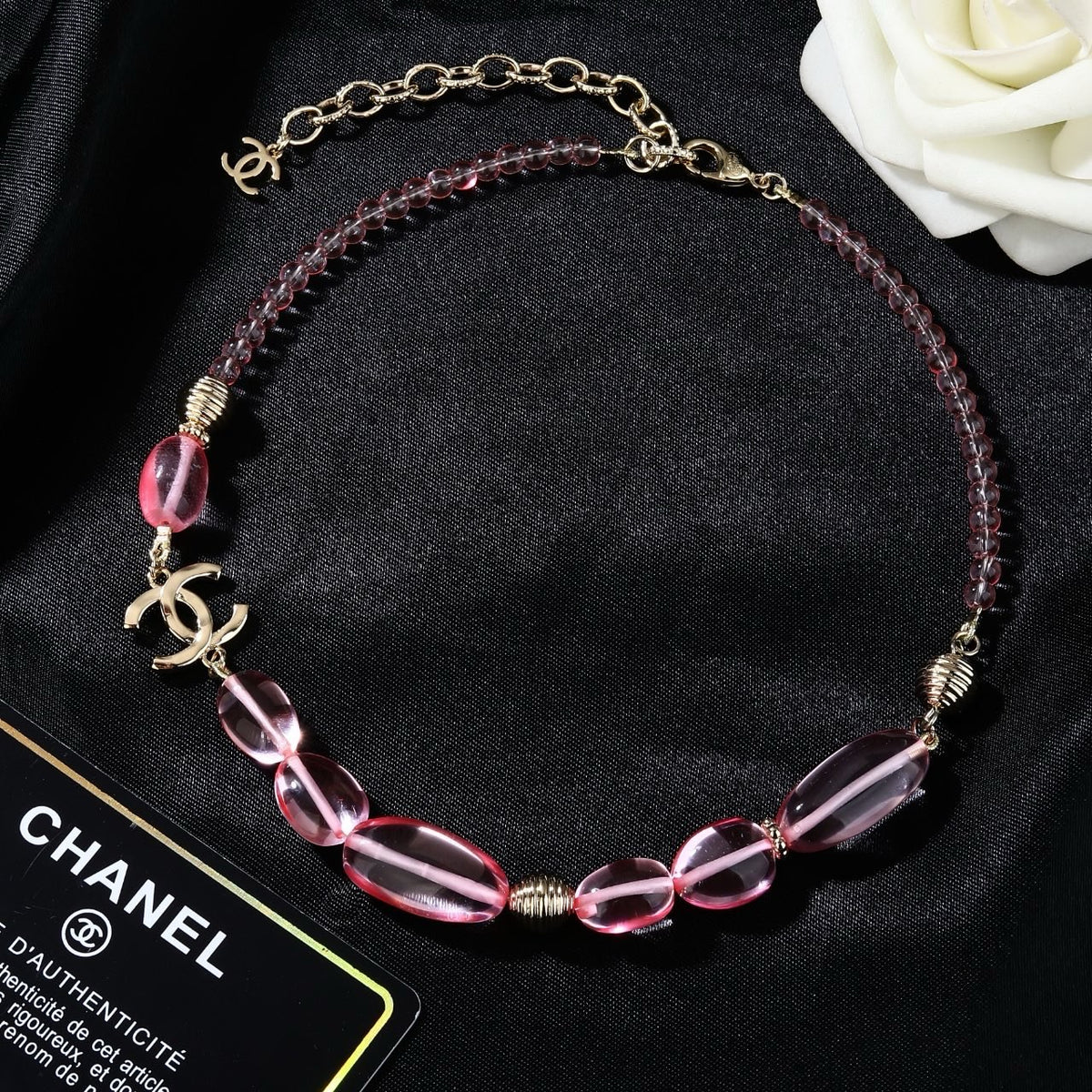 Double-C Emblem Pendant Necklace in Gold-Tone – Design 025 front product view