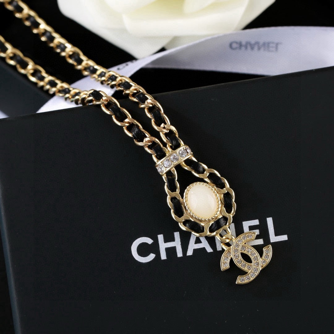 Signature Emblem Pendant Necklace in Gold-Tone – Design 076 front product view