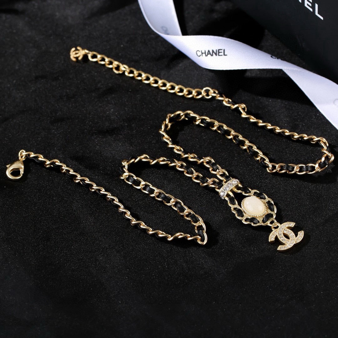 Signature Emblem Pendant Necklace in Gold-Tone – Design 076 main product view