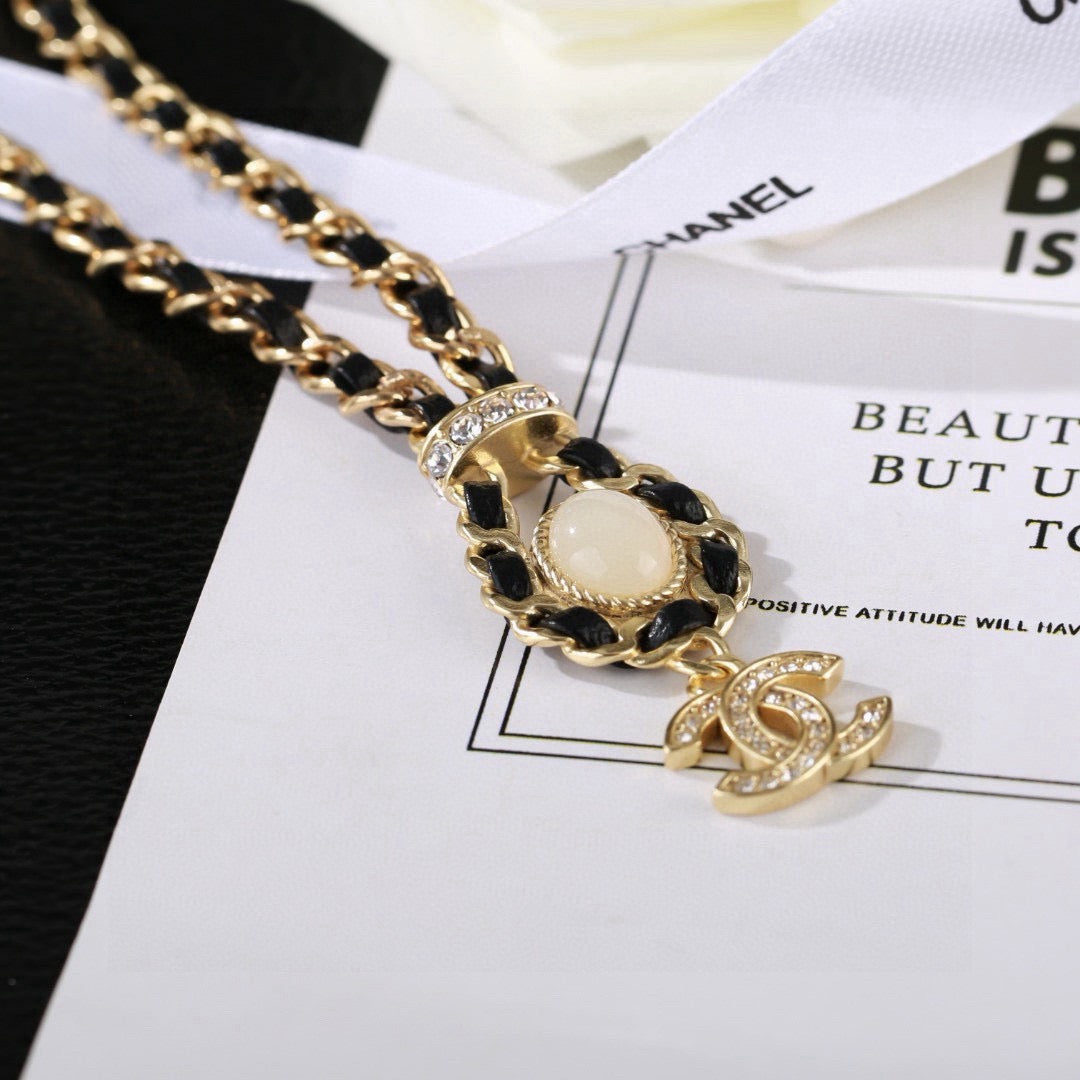 Signature Emblem Pendant Necklace in Gold-Tone – Design 076 close-up detail