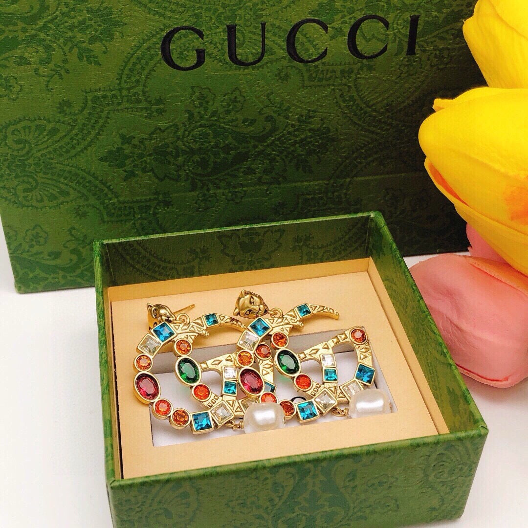 Geometric Emblem Stud Earrings in Polished Metal-Tone – Design 052 front product view