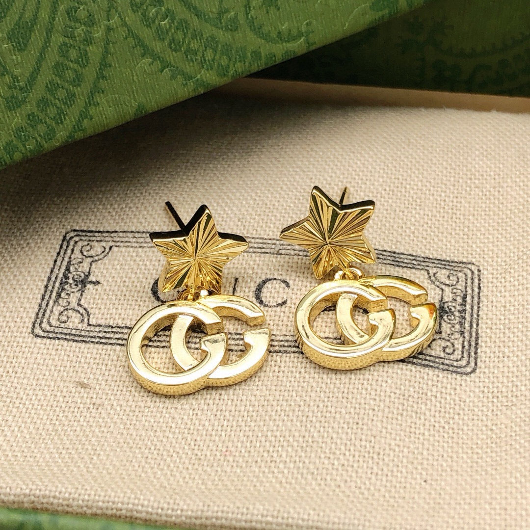 Star Stud Earrings in Polished Metal-Tone side detail