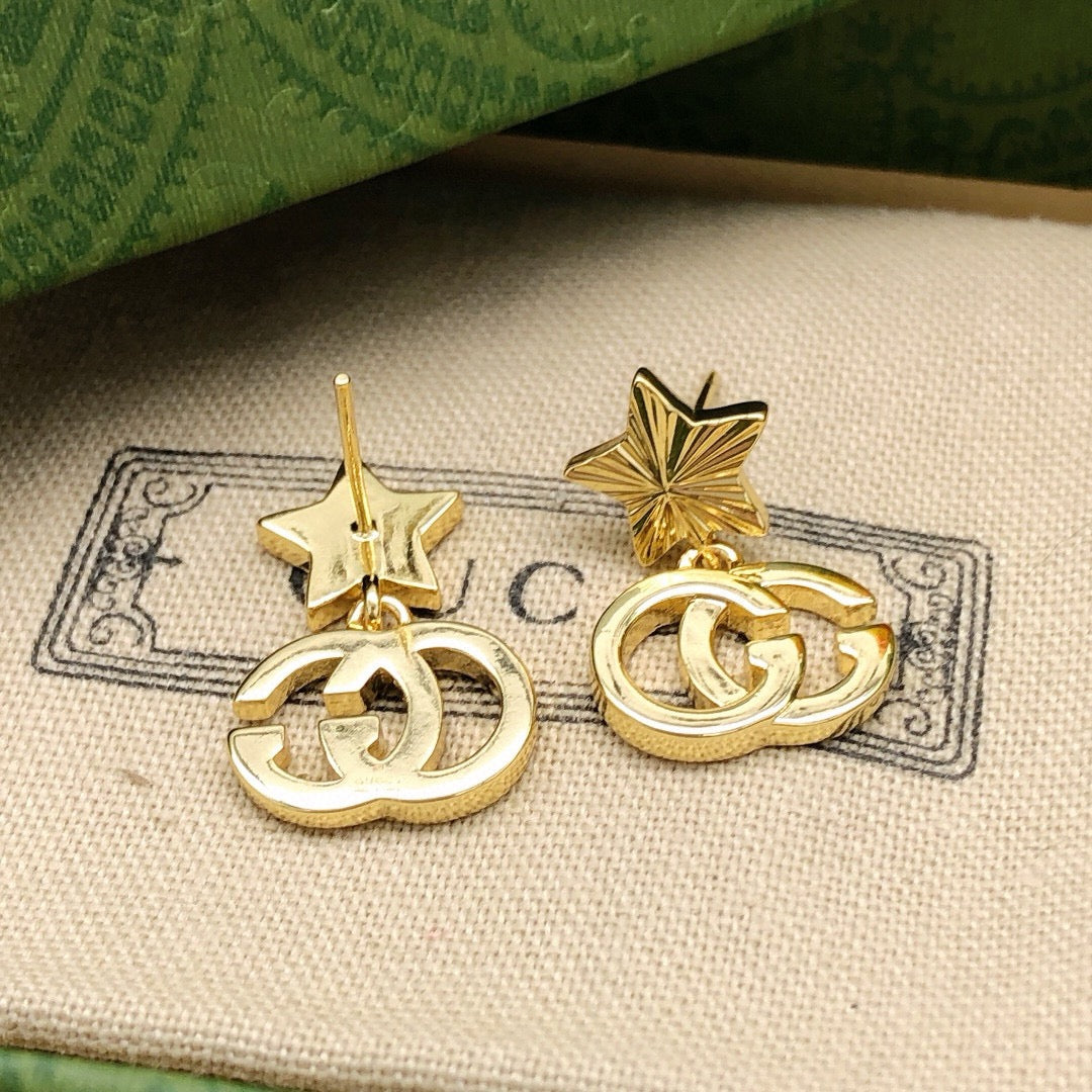 Star Stud Earrings in Polished Metal-Tone styled product view