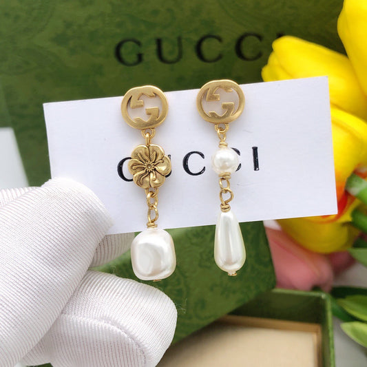 Floral Statement Earrings in Polished Metal-Tone – Design 002 main product view