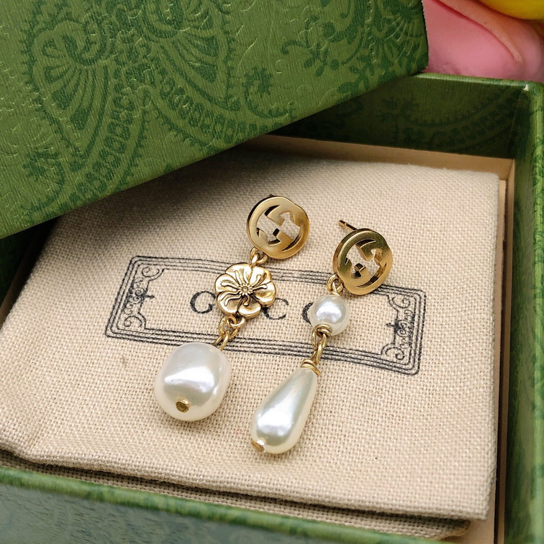 Floral Statement Earrings in Polished Metal-Tone – Design 002 styled product view