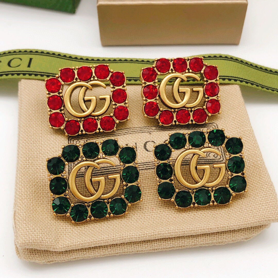 Square Stud Earrings in Polished Metal-Tone – Design 003 side detail