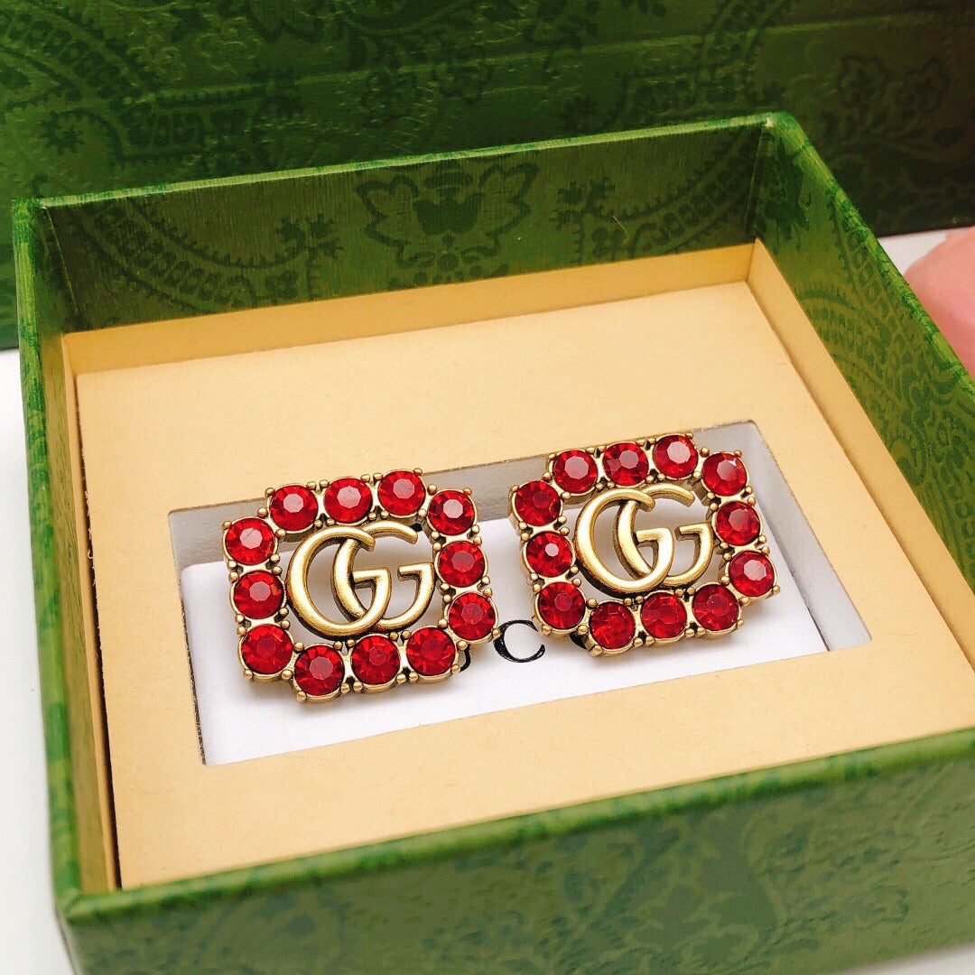Square Stud Earrings in Polished Metal-Tone – Design 003 styled product view