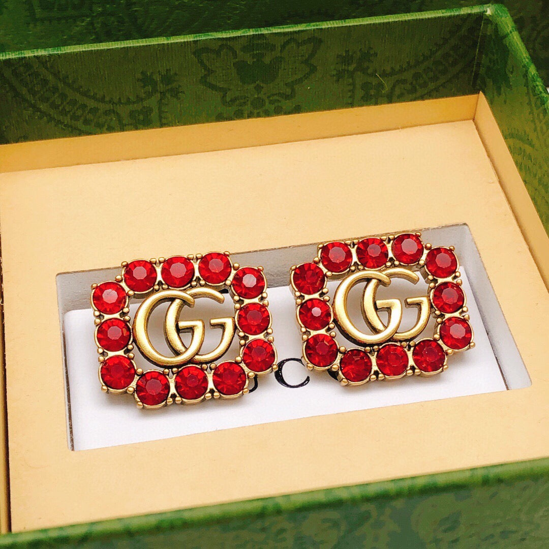 Square Stud Earrings in Polished Metal-Tone – Design 003 front product view