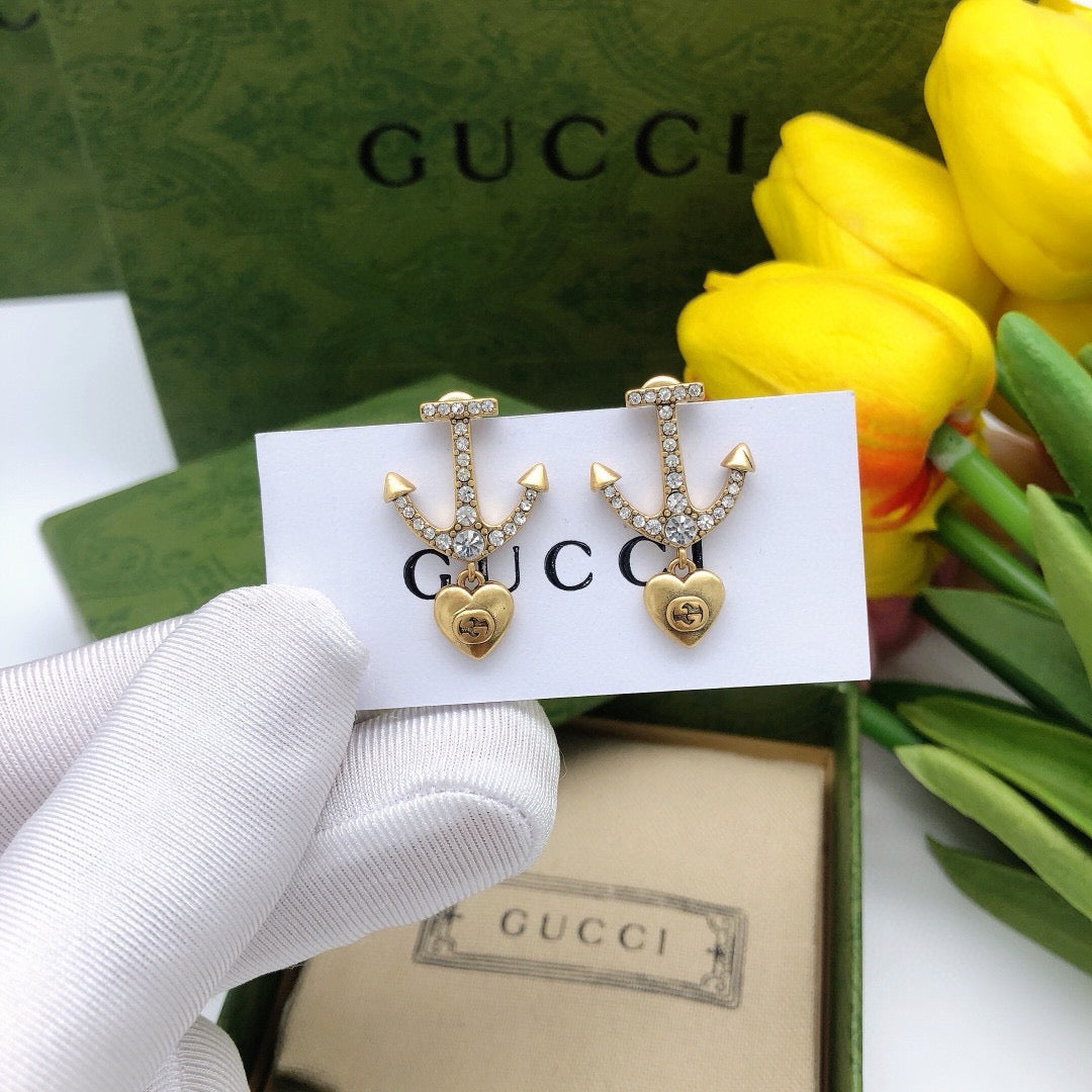 Heart Stud Earrings in Polished Metal-Tone front product view