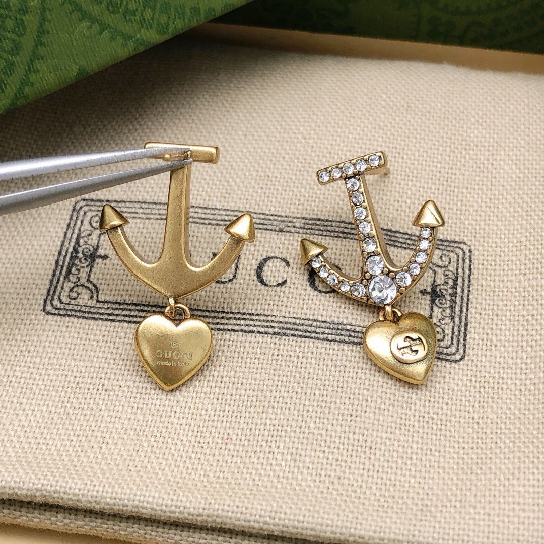 Heart Stud Earrings in Polished Metal-Tone close-up detail