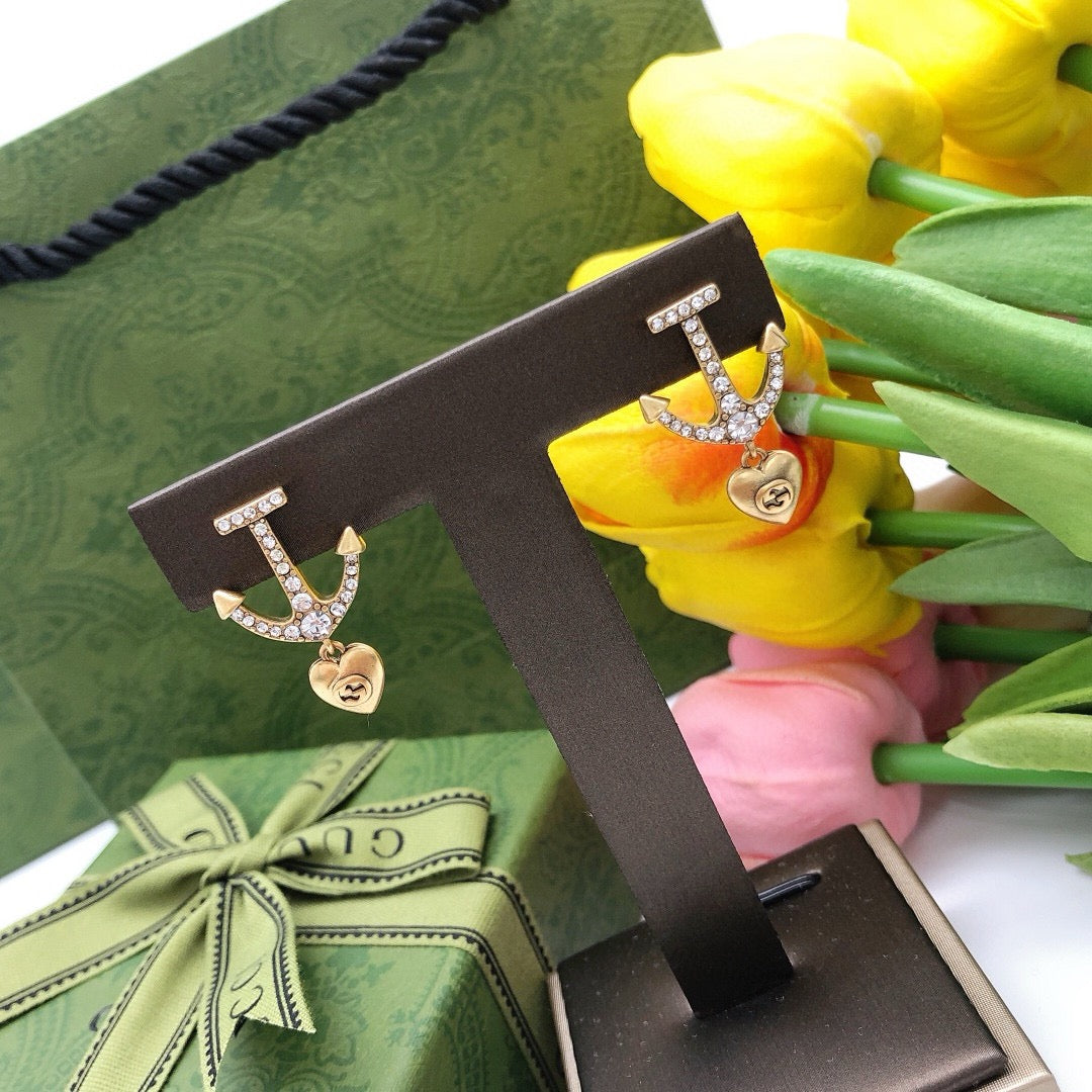 Heart Stud Earrings in Polished Metal-Tone styled product view