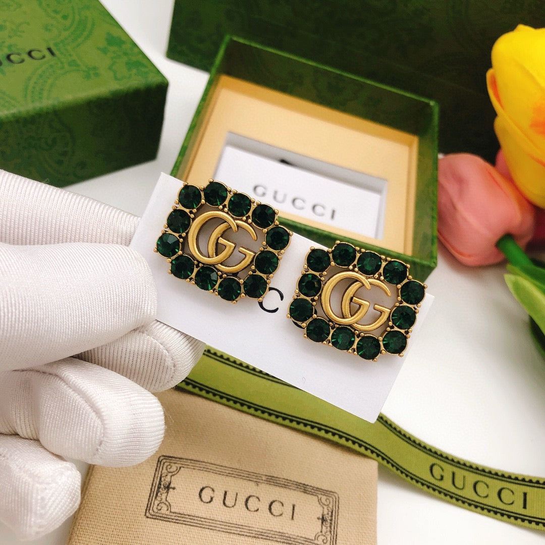 Square Stud Earrings in Polished Metal-Tone – Design 002 main product view