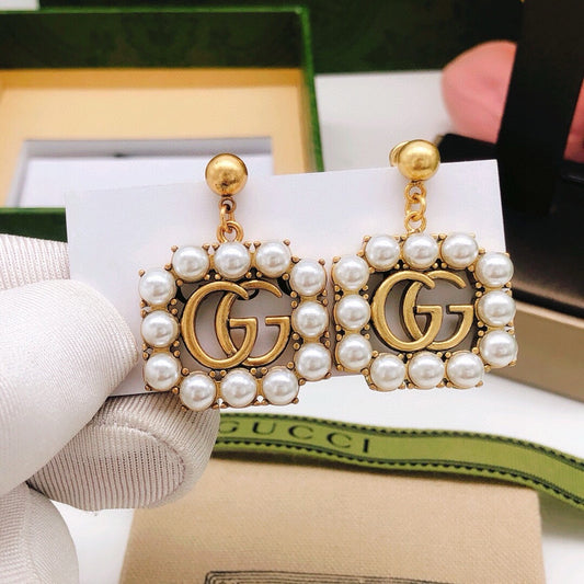 Geometric Emblem Stud Earrings in Polished Metal-Tone – Design 050 main product view