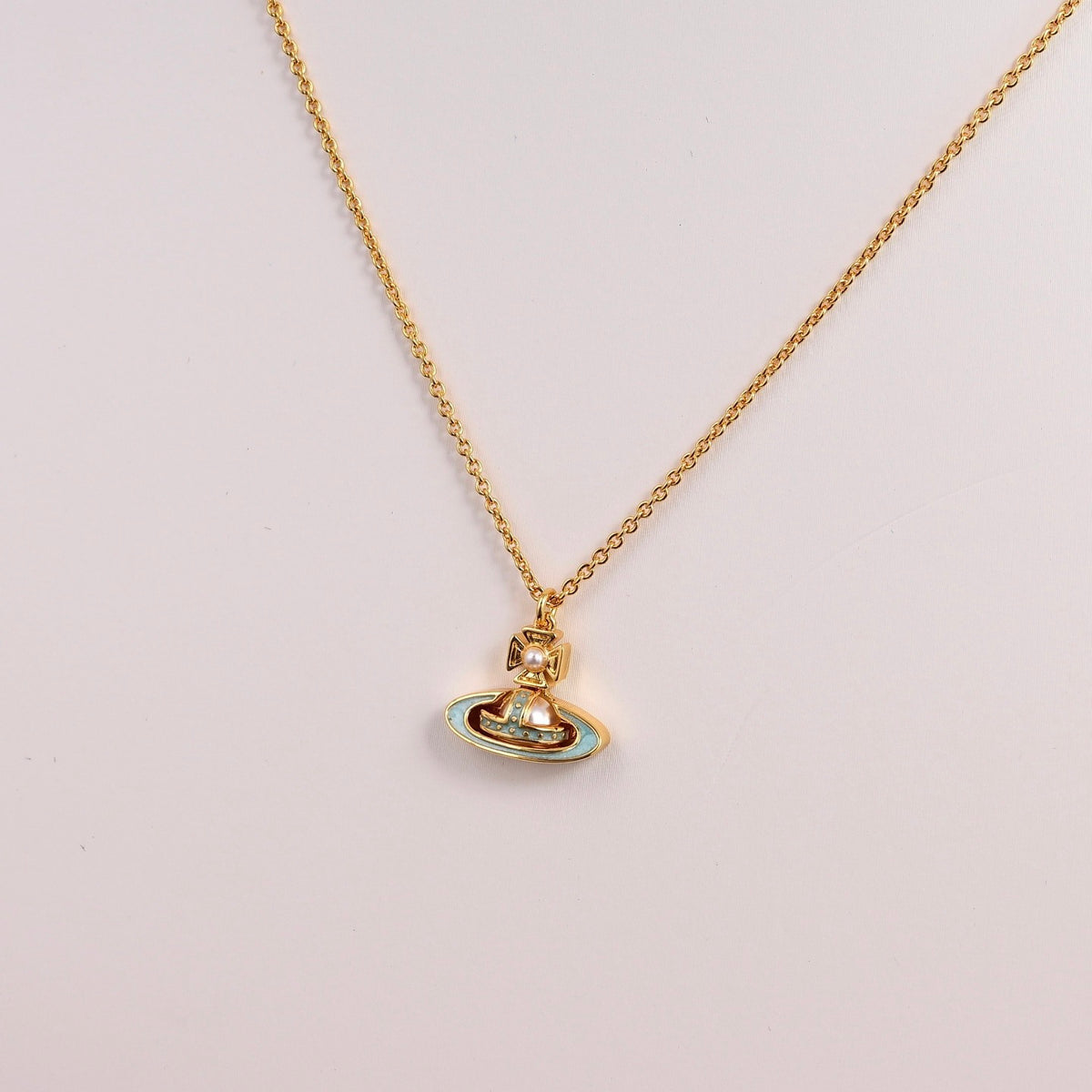 Orb Pendant Necklace in Polished Metal-Tone – Design 063 detail view