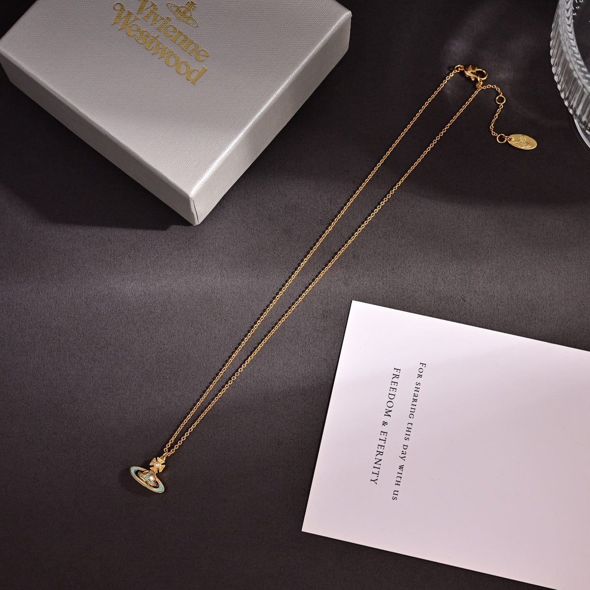 Orb Pendant Necklace in Polished Metal-Tone – Design 063 front product view