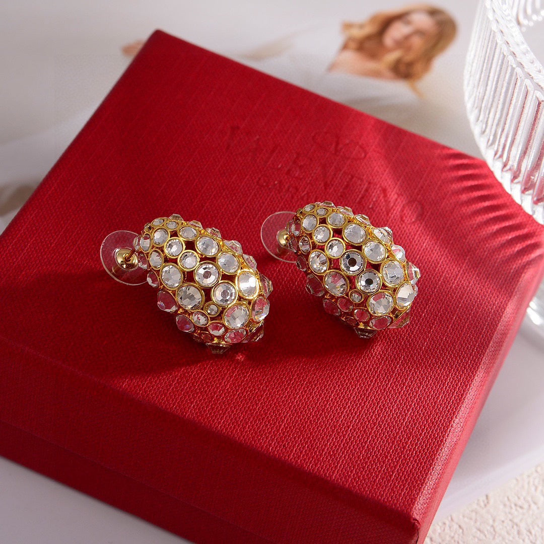 Signature Emblem Stud Earrings in Gold-Tone – Design 22 close-up view