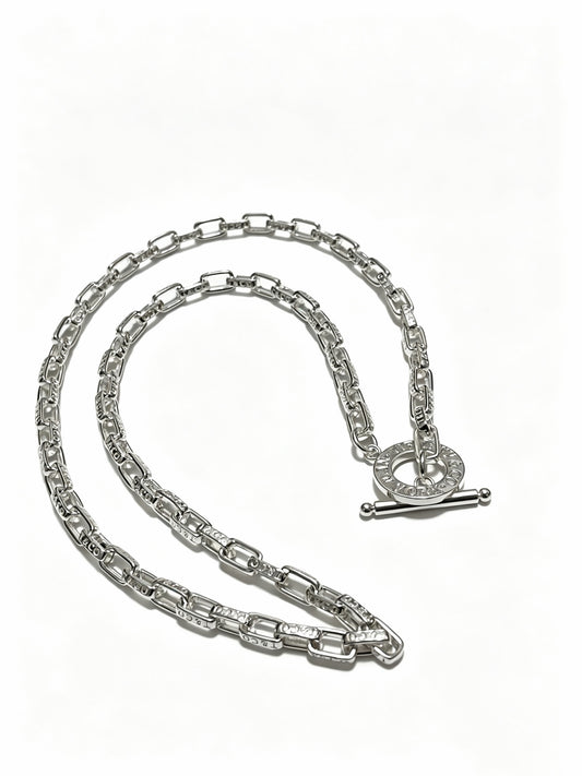 Signature Motif Pendant Necklace in Silver-Tone – Vintage Detail – Design 55 main product view