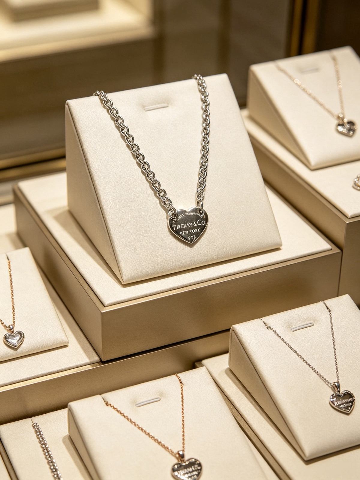 Signature Motif Pendant Necklace in Silver-Tone – Vintage Detail – Design 53 close-up detail