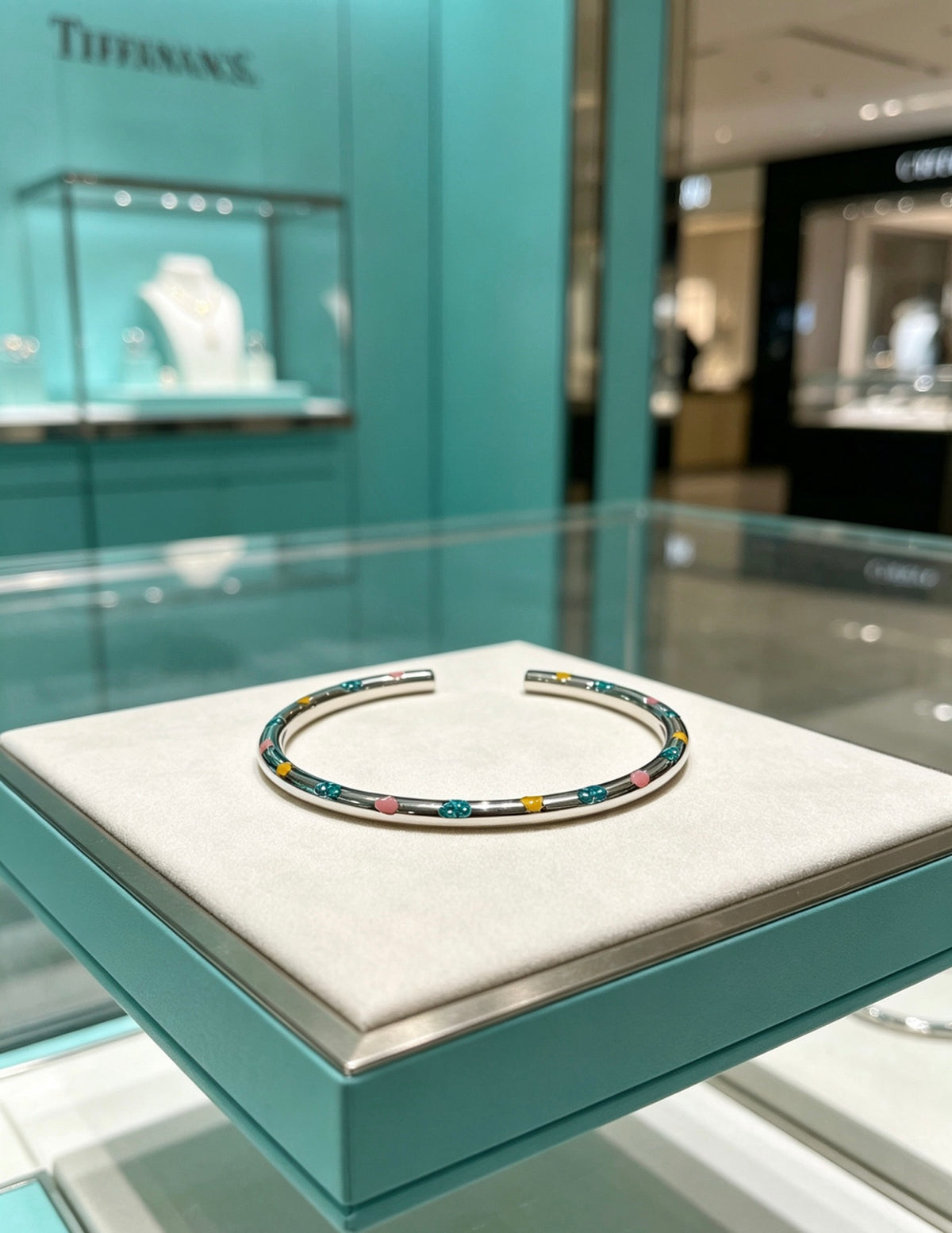 Signature Motif Bangle in Silver-Tone detail view