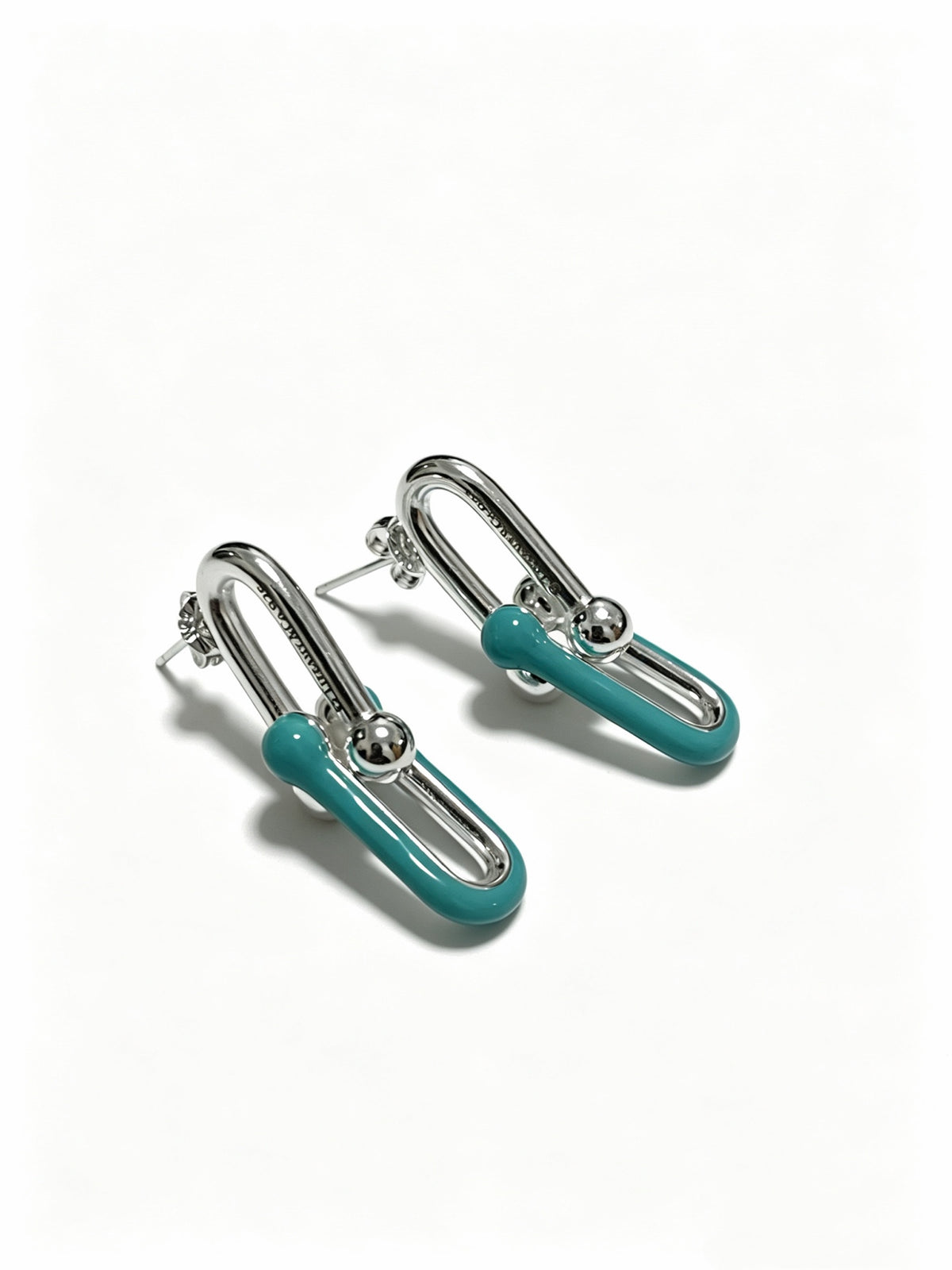 Signature Motif Stud Earrings in Polished Metal-Tone – Design 04 detail view