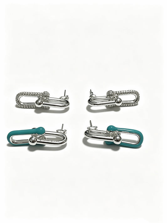 Signature Motif Stud Earrings in Polished Metal-Tone – Design 04 main product view