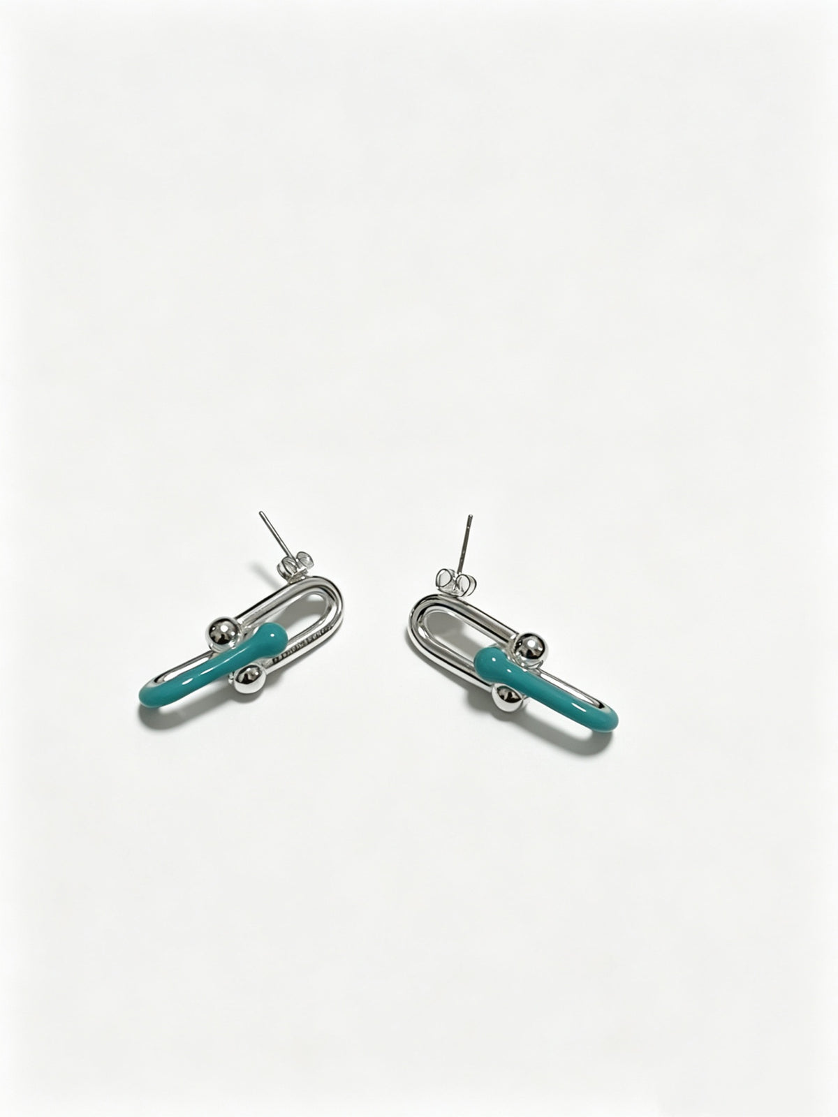 Signature Motif Stud Earrings in Polished Metal-Tone – Design 04 front product view