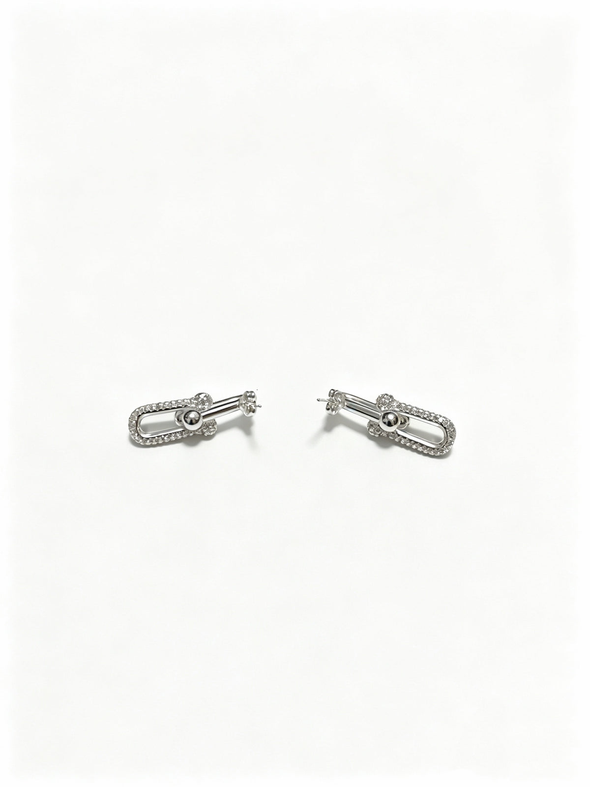 Signature Motif Stud Earrings in Polished Metal-Tone – Design 03 detail view
