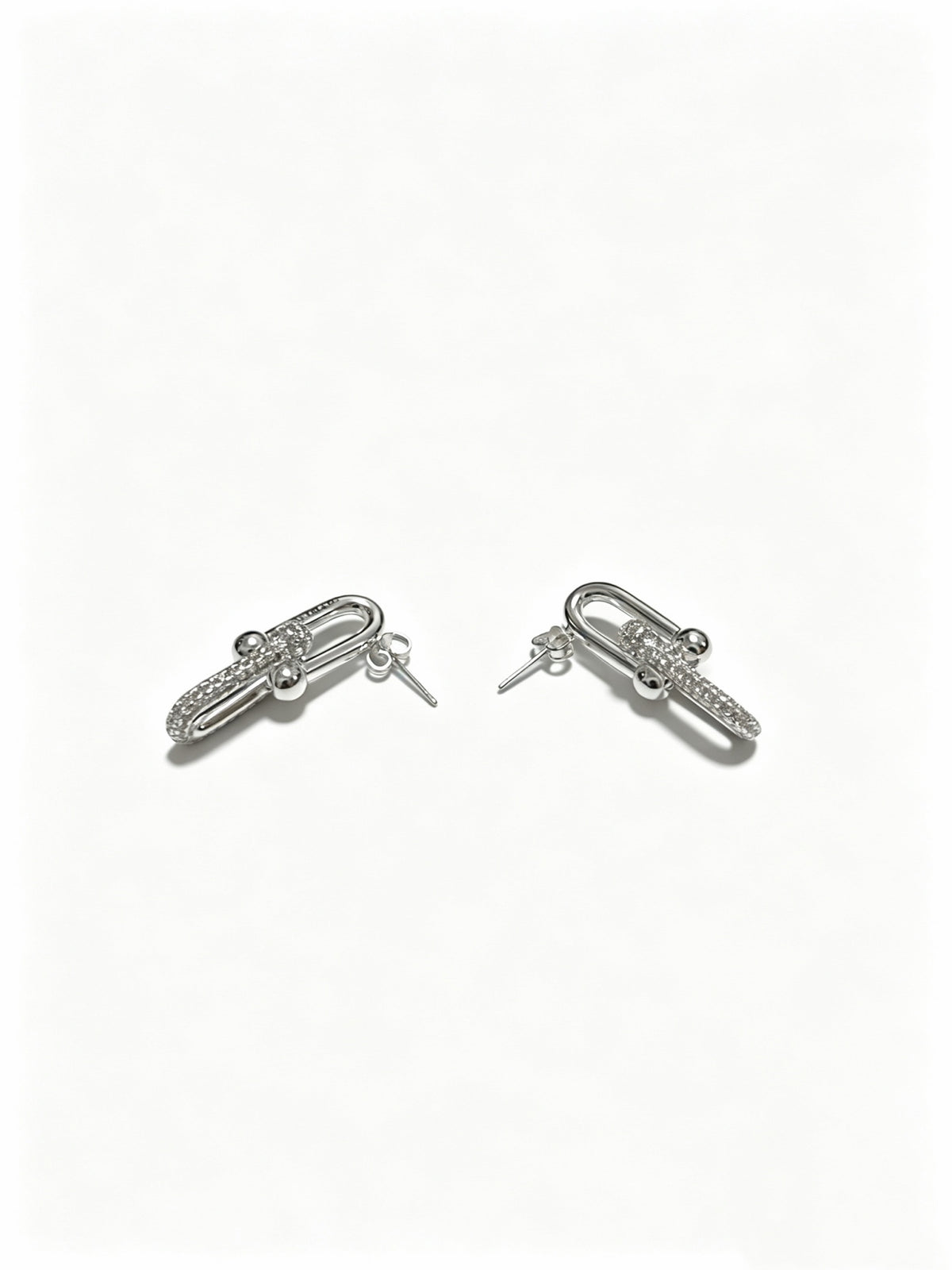 Signature Motif Stud Earrings in Polished Metal-Tone – Design 03 front product view